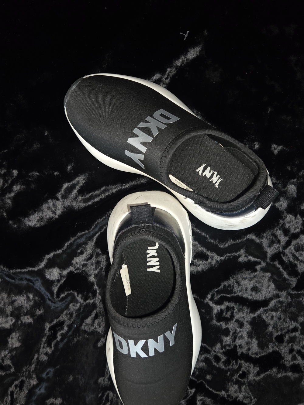 DKNY Black Slip-On Sneakers with White Soles - Kids Size 11